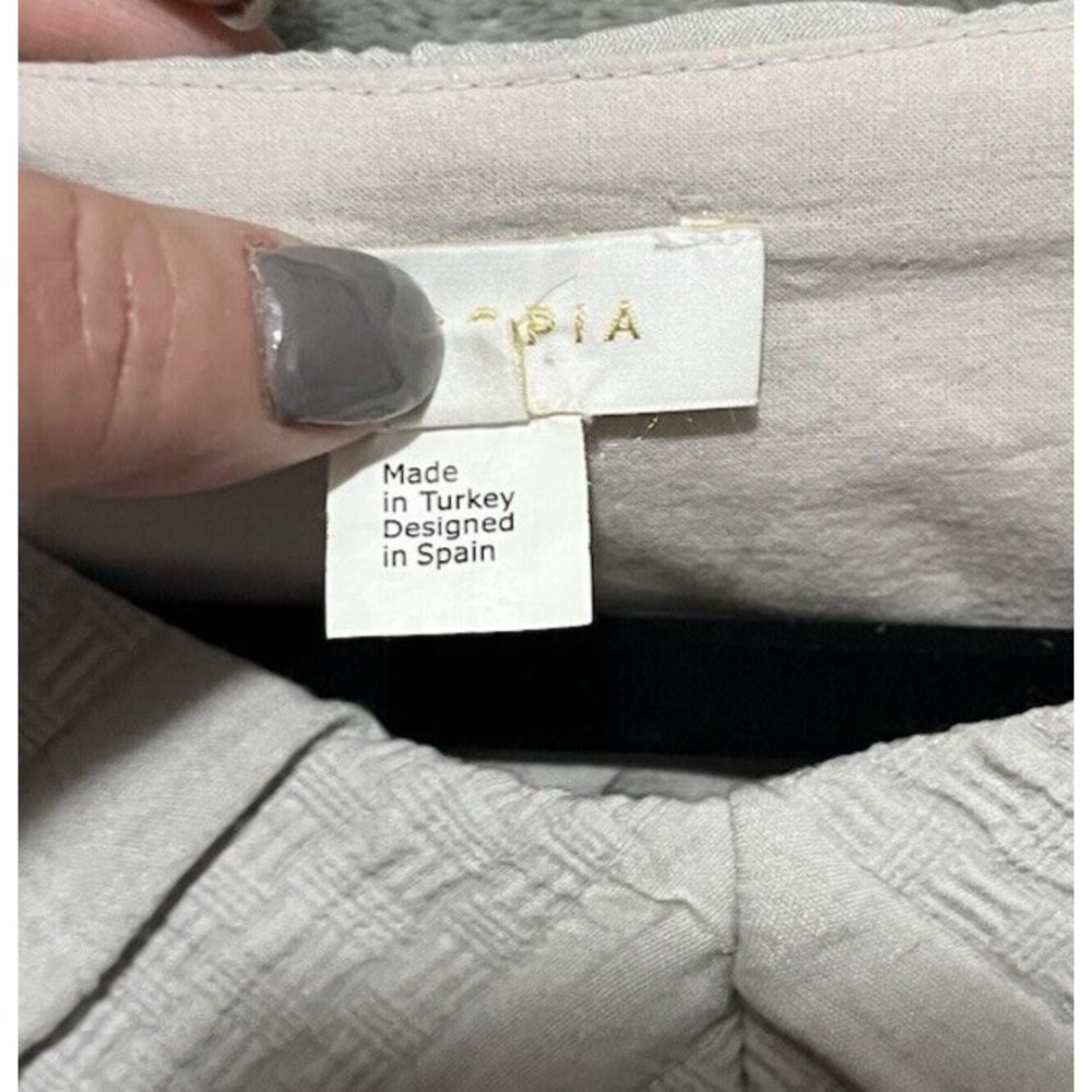 INTROPIA ANTHROPOLOGIE Gray Shirt Textured Pleated Gray Large Normcore - Picture 4 of 8